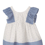 Vestito In Cotone A Pois Con Rouches Bianco-Celeste Neonata CALAMARO 21195 - CALAMARO - LuxuryKids