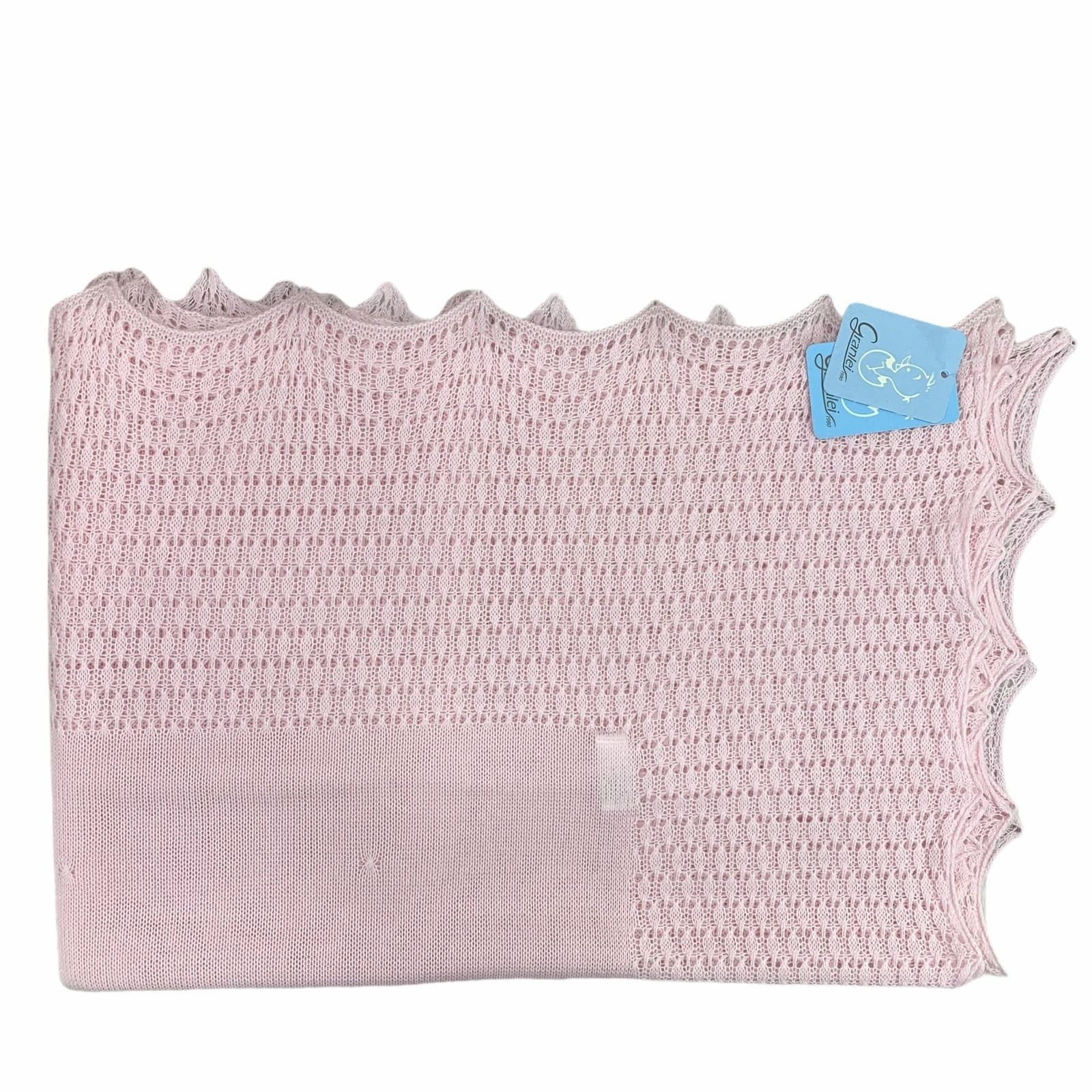 Coperta Corredino In Filo Di Cotone Traforata Rosa Neonata GRANLEI 620 - GRANLEI - LuxuryKids