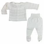 Tutina Spezzata In Filo Di Cotone Traforato Con Tulle Neonata GRANLEI 572 - GRANLEI - LuxuryKids