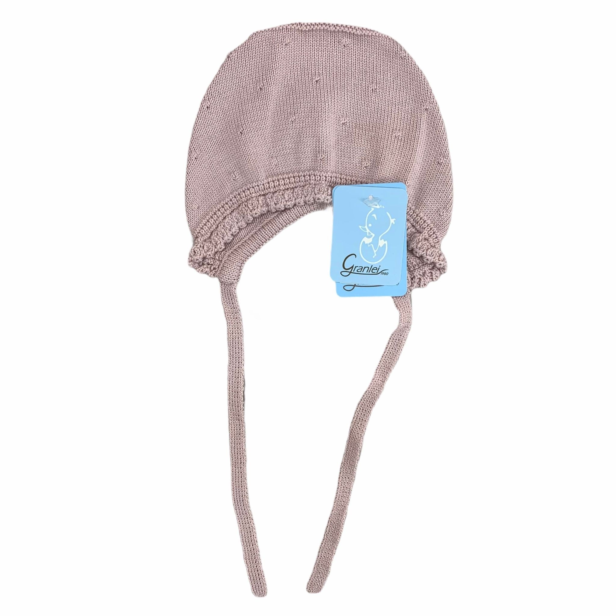 Cuffia In Filo Di Cotone Traforato Con Pois Neonati GRANLEI 544 - GRANLEI - LuxuryKids