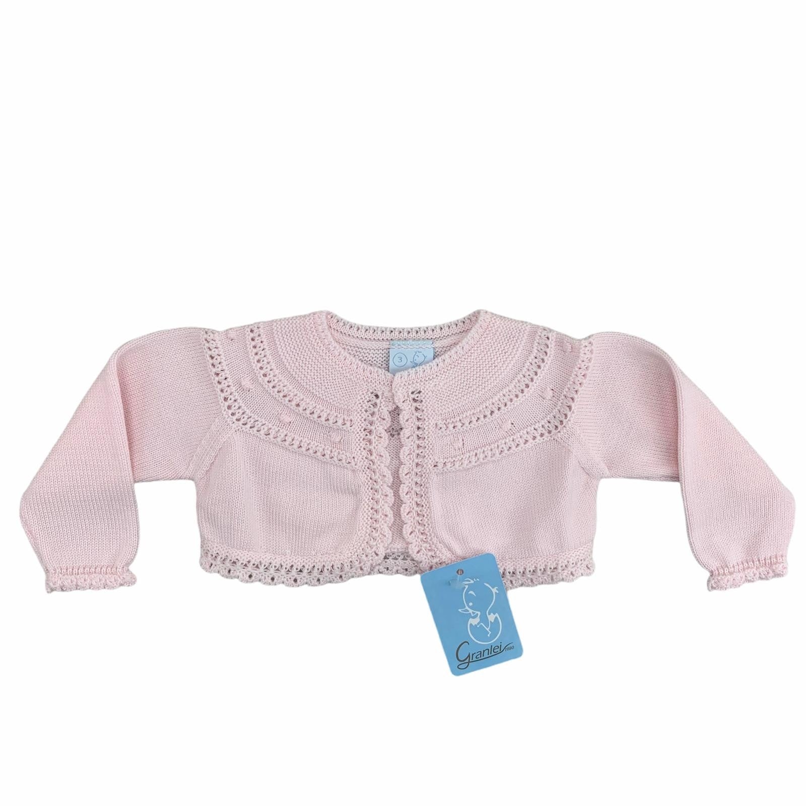 Cardigan In Filo Di Cotone Traforato Neonati GRANLEI 498 - GRANLEI - LuxuryKids