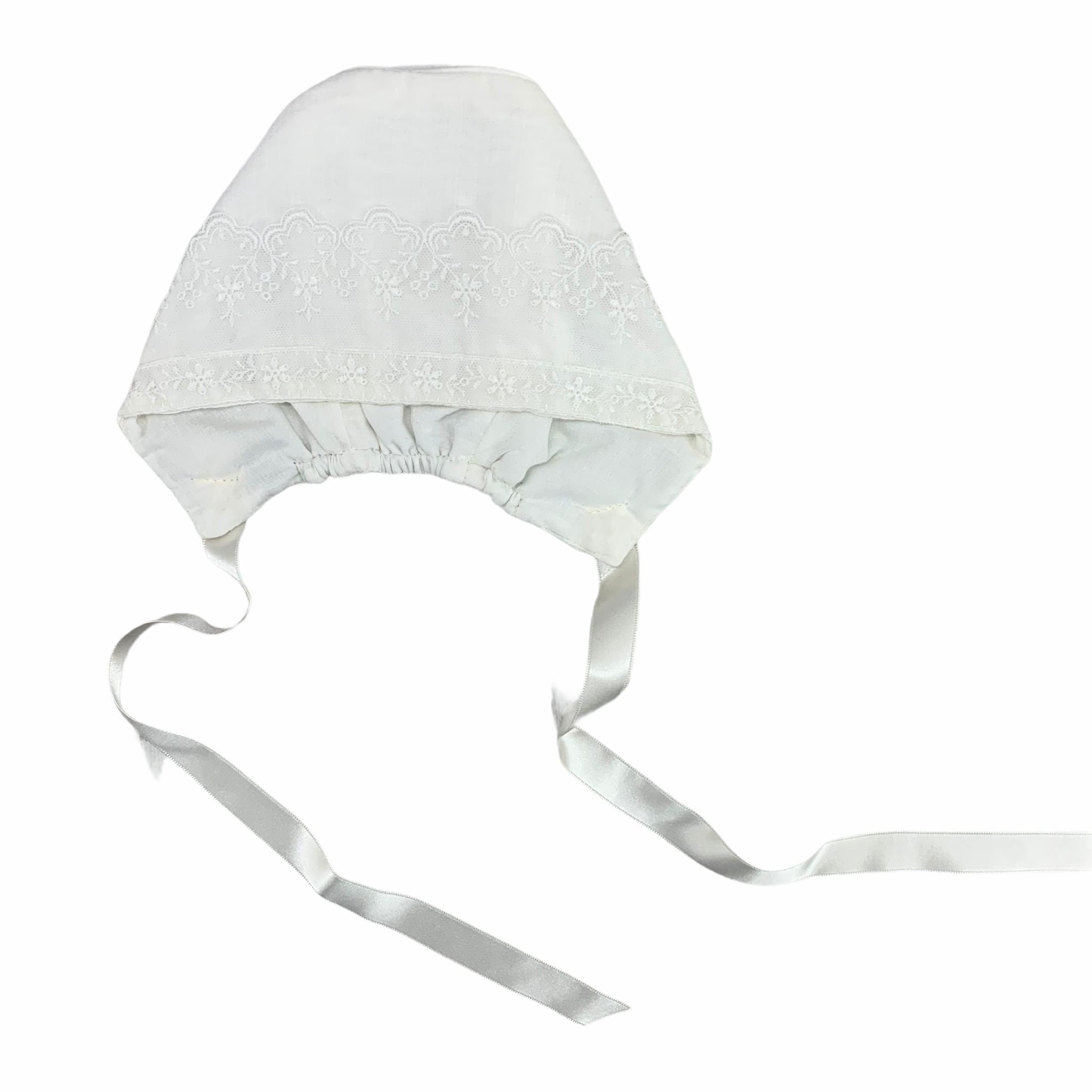 Cuffia In Cotone Con Pizzo Panna Neonata GRANLEI 496 - GRANLEI - LuxuryKids