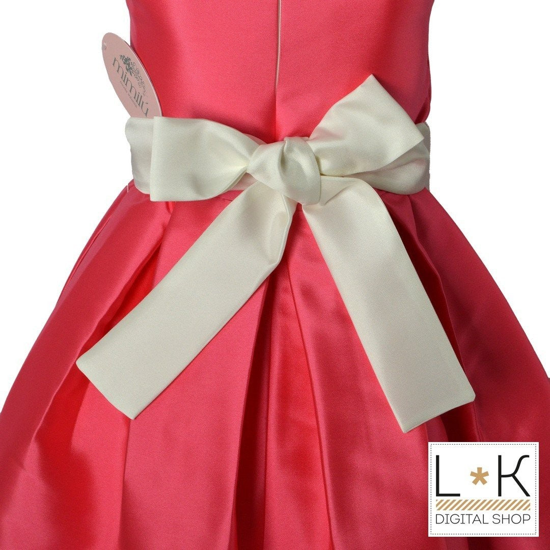 Abito con Balze in Tulle Bambina Cerimonia Elegante Fucsia Mimil’_ 263 - MIMILU' - LuxuryKids