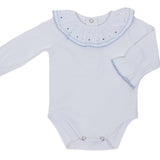 Body Manica Lunga In Cotone Bianco Con Colletto Neonati A&J 186B - A&J - LuxuryKids