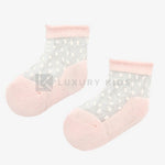 Calzini Corti In Cotone E Plumetis Rosa Neonata Mayoral 9247 - MAYORAL - LuxuryKids