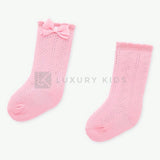 Calzini Lunghi Traforati In Cotone Elasticizzato Con Fiocco Neonata Mayoral 9249 - MAYORAL - LuxuryKids