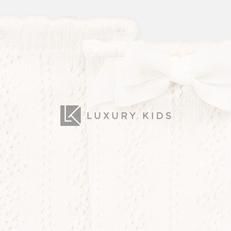 Calzini Lunghi Traforati In Cotone Elasticizzato Con Fiocco Neonata Mayoral 9249 - MAYORAL - LuxuryKids