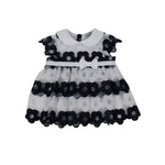 Camicia Meza Manica In Organza Ricamata Bianca E Blu Bambina Dr Kid DK356 - DR.KID - LuxuryKids