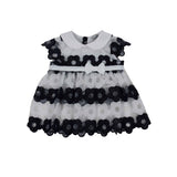 Camicia Meza Manica In Organza Ricamata Bianca E Blu Bambina Dr Kid DK356 - DR.KID - LuxuryKids