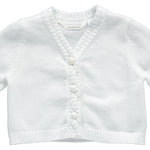 Giacchino In Filo Di Cotone Bianco Neonata Minibanda U710 - MINIBANDA - LuxuryKids