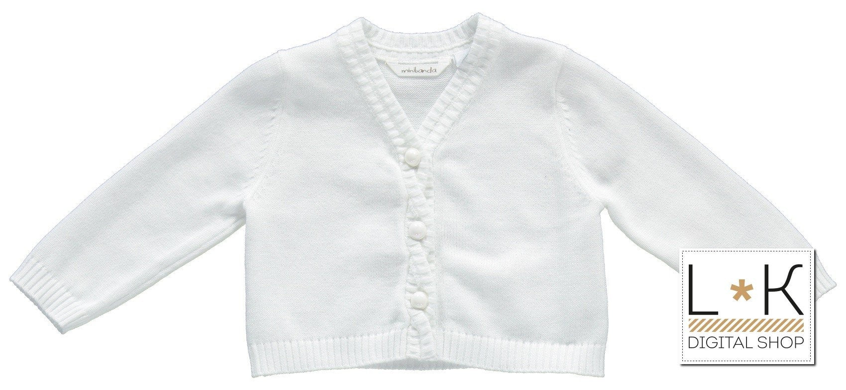 Giacchino In Filo Di Cotone Bianco Neonata Minibanda U710 - MINIBANDA - LuxuryKids