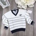 Maglioncino a Righe con Scollo V Bambino Sarabanda E302 - SARABANDA - LuxuryKids