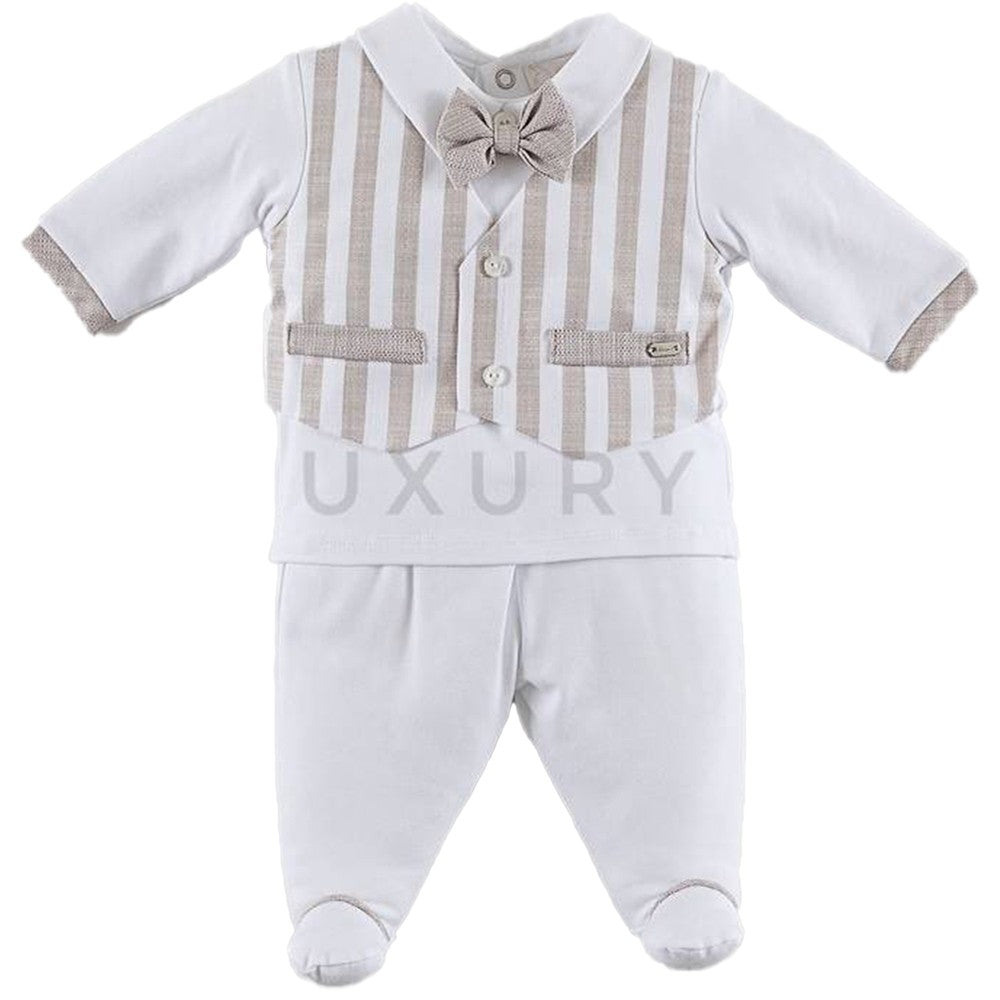 Tutina Spezzata In Cotone Con Finto Gilet Neonato Ninnaoh E20307C - NINNAOH - LuxuryKids