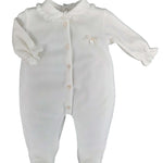 Tutina Intera In Ciniglia Con Pizzo Neonata NINNAOH I21116T - NINNAOH - LuxuryKids