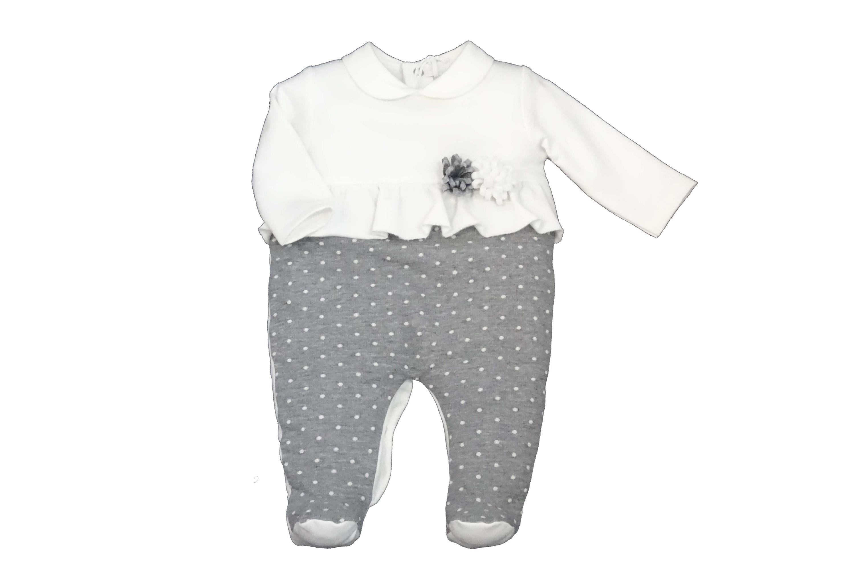 Tutina Intera In Caldo Cotone Panna Grigio Neonata NINNAOH I2145T - NINNAOH - LuxuryKids