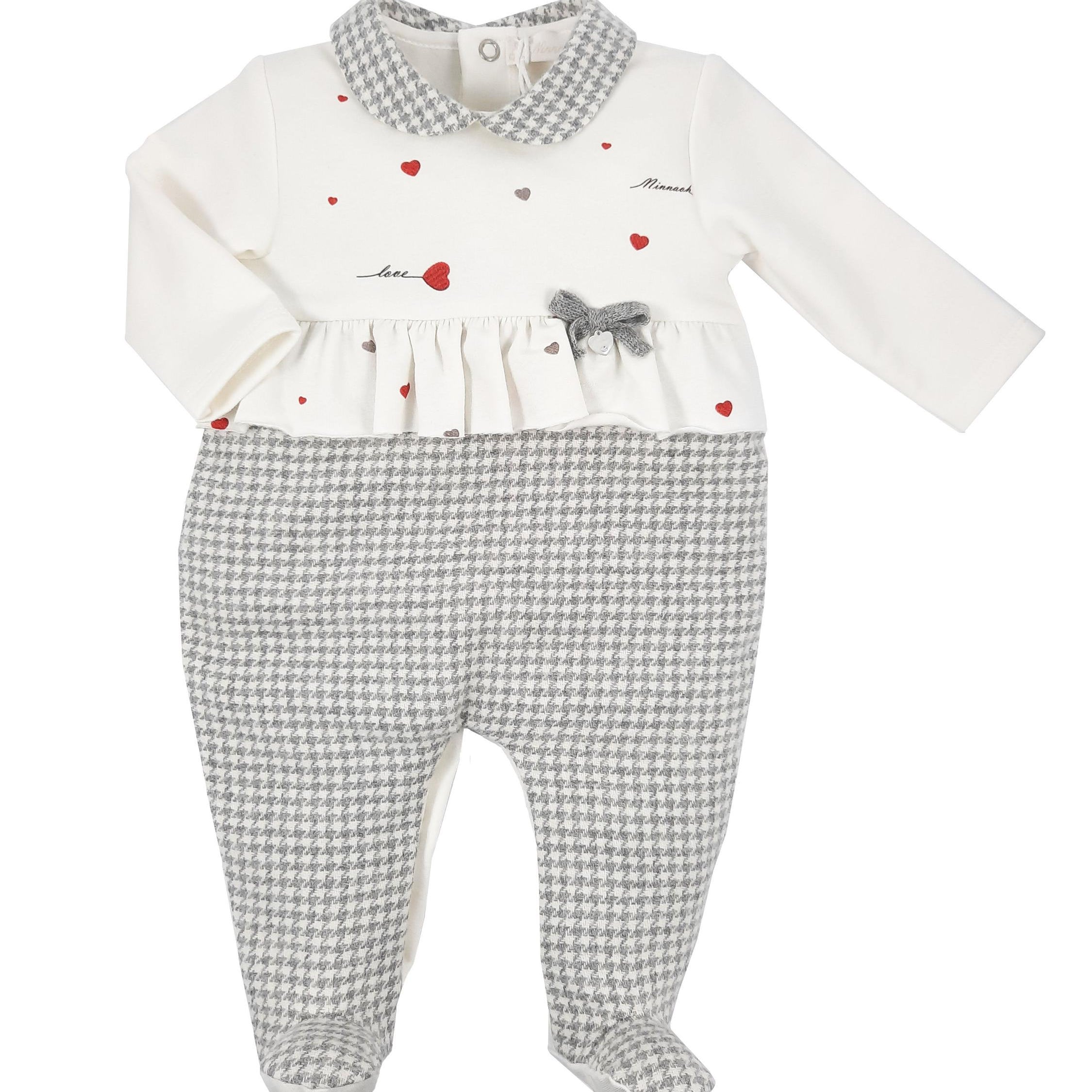 Tutina Intera In Caldo Cotone E Lana Panna Grigio Neonata NINNAOH I2183T - NINNAOH - LuxuryKids