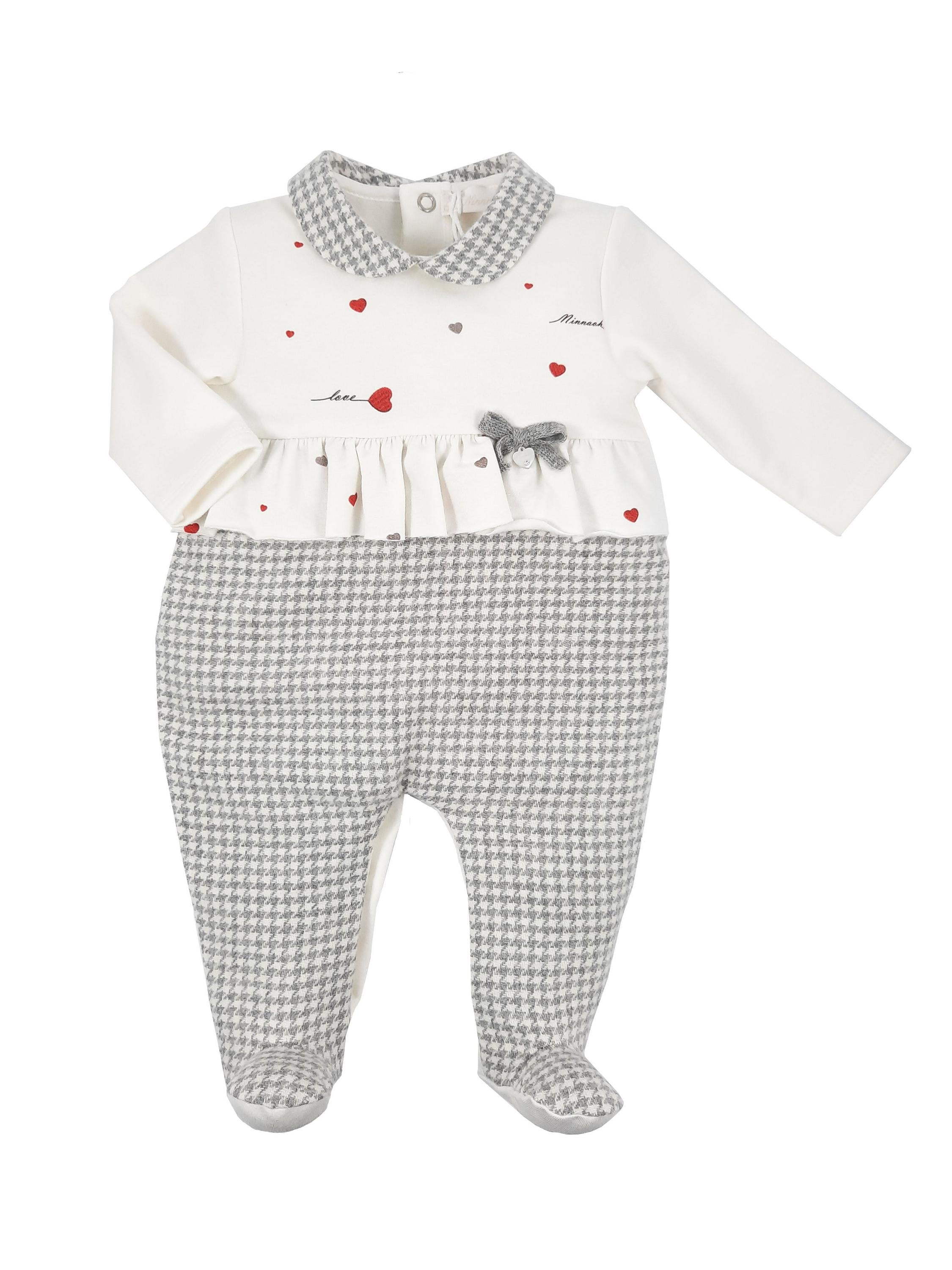 Tutina Intera In Caldo Cotone E Lana Panna Grigio Neonata NINNAOH I2183T - NINNAOH - LuxuryKids