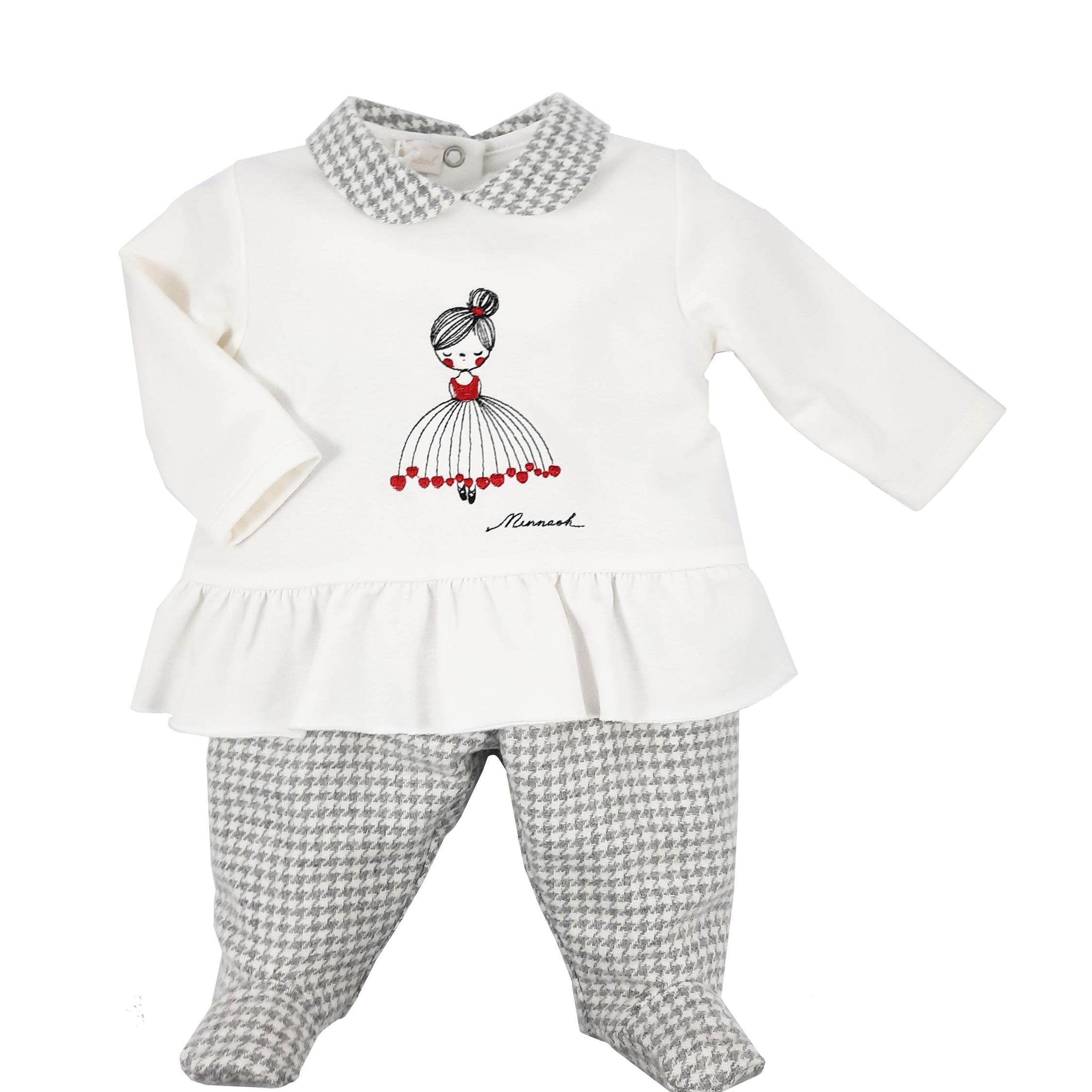 Tutina Spezzata In Caldo Cotone E Lana Panna Grigio Neonata NINNAOH I2184C - NINNAOH - LuxuryKids
