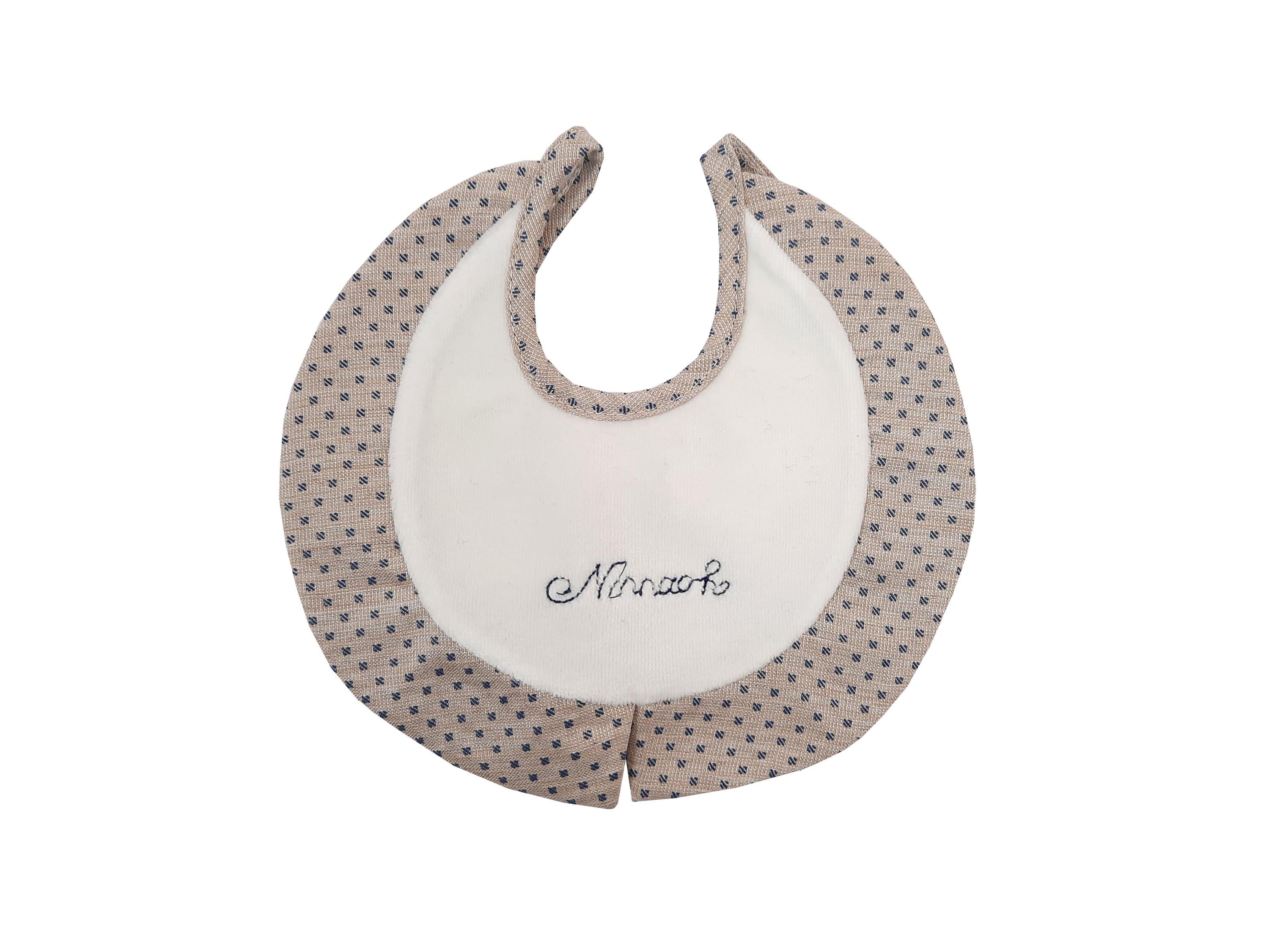 Bavetta In Ciniglia E Caldo Cotone Panna Beige Neonato Tema Family NINNAOH I21272 - NINNAOH - LuxuryKids