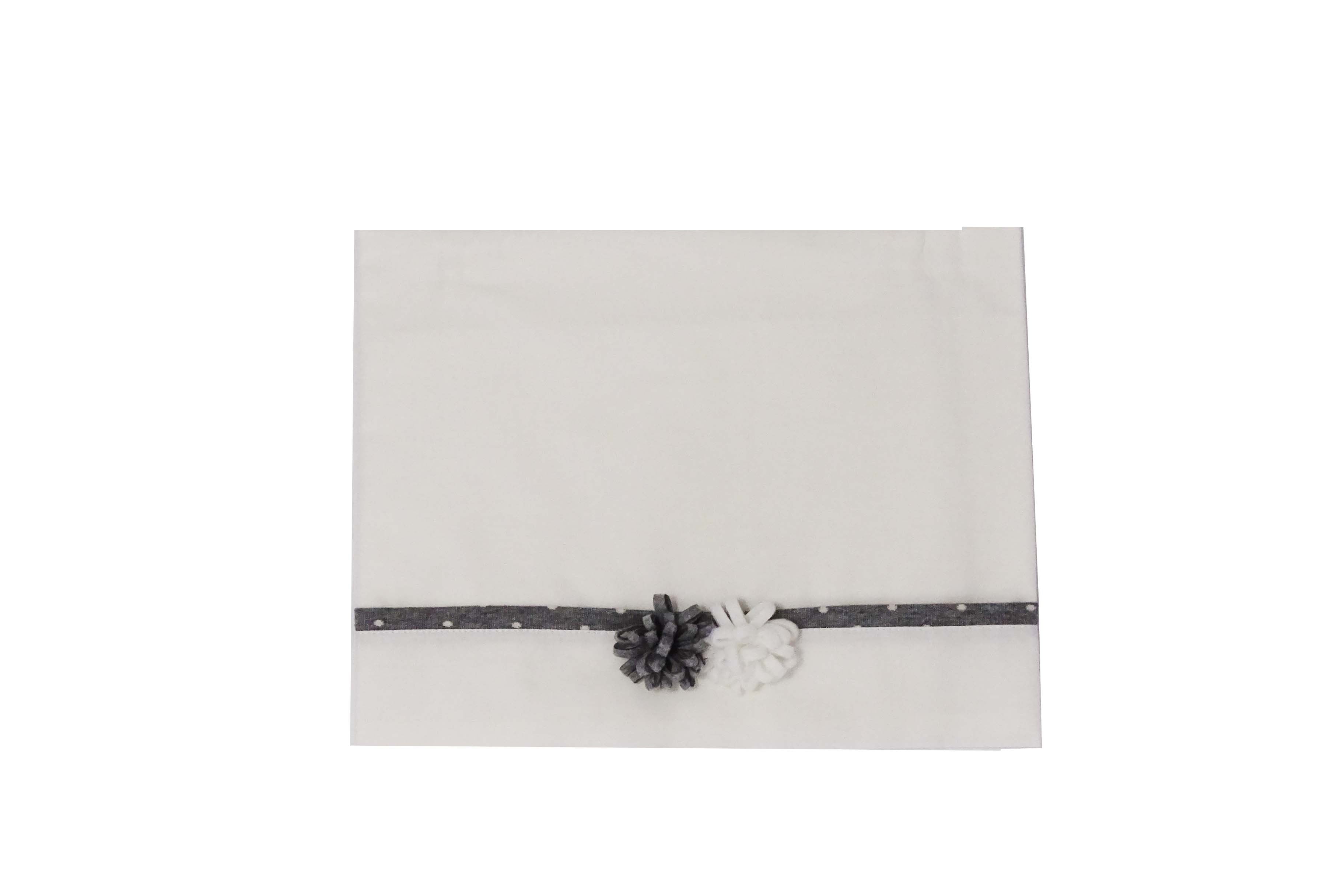 Lenzuolino Per Carrozzina In Cotone Panna Grigio Neonata Tema Pois Grigio NINNAOH I21LE4 - NINNAOH - LuxuryKids