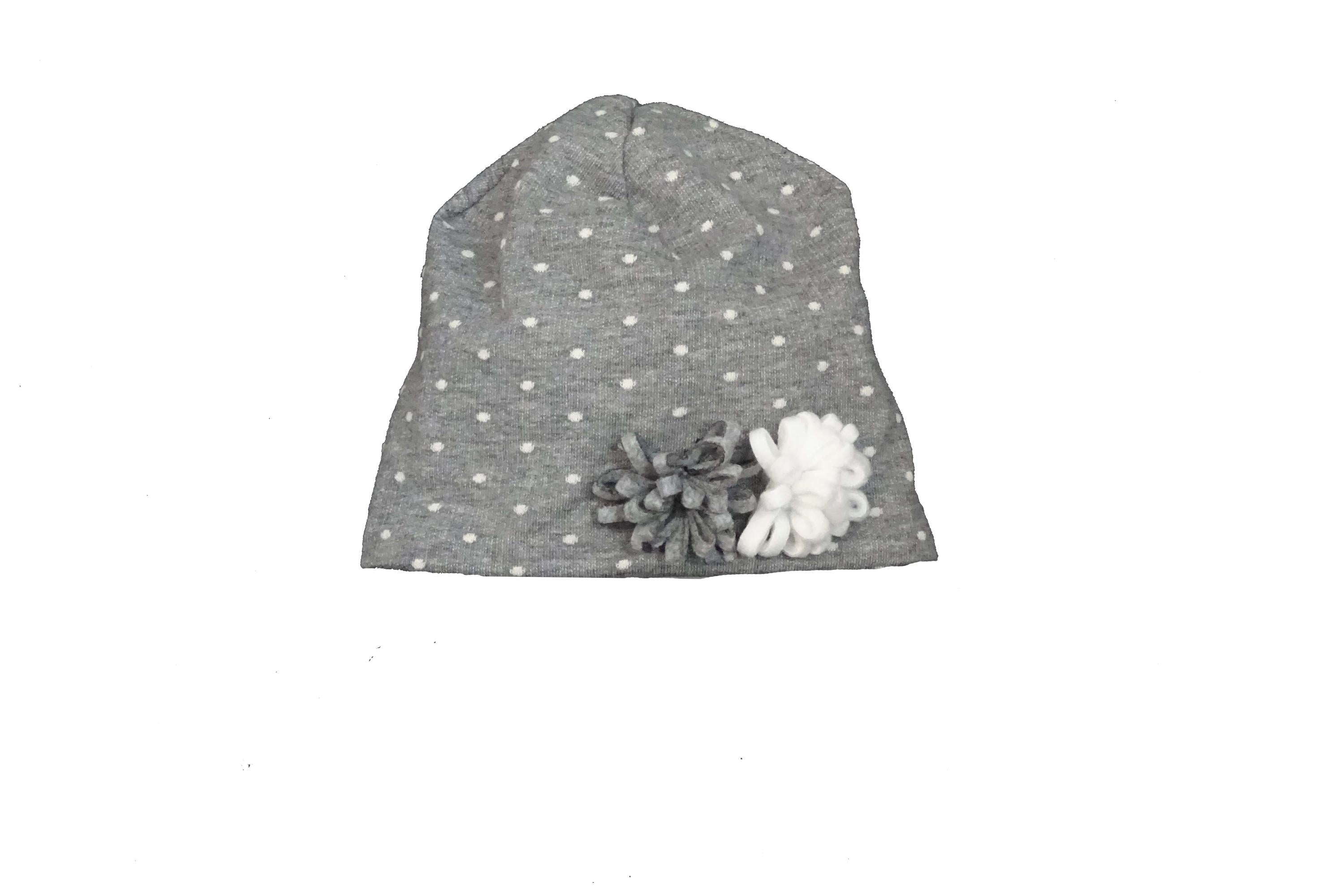 Cappello In Caldo Cotone Grigio A Pois Neonata Tema Pois Grigio NINNAOH I2151 - NINNAOH - LuxuryKids