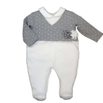 Tutina Intera In Caldo Cotone Panna Grigio Neonata Tema Pois Grigio NINNAOH I2147T - NINNAOH - LuxuryKids