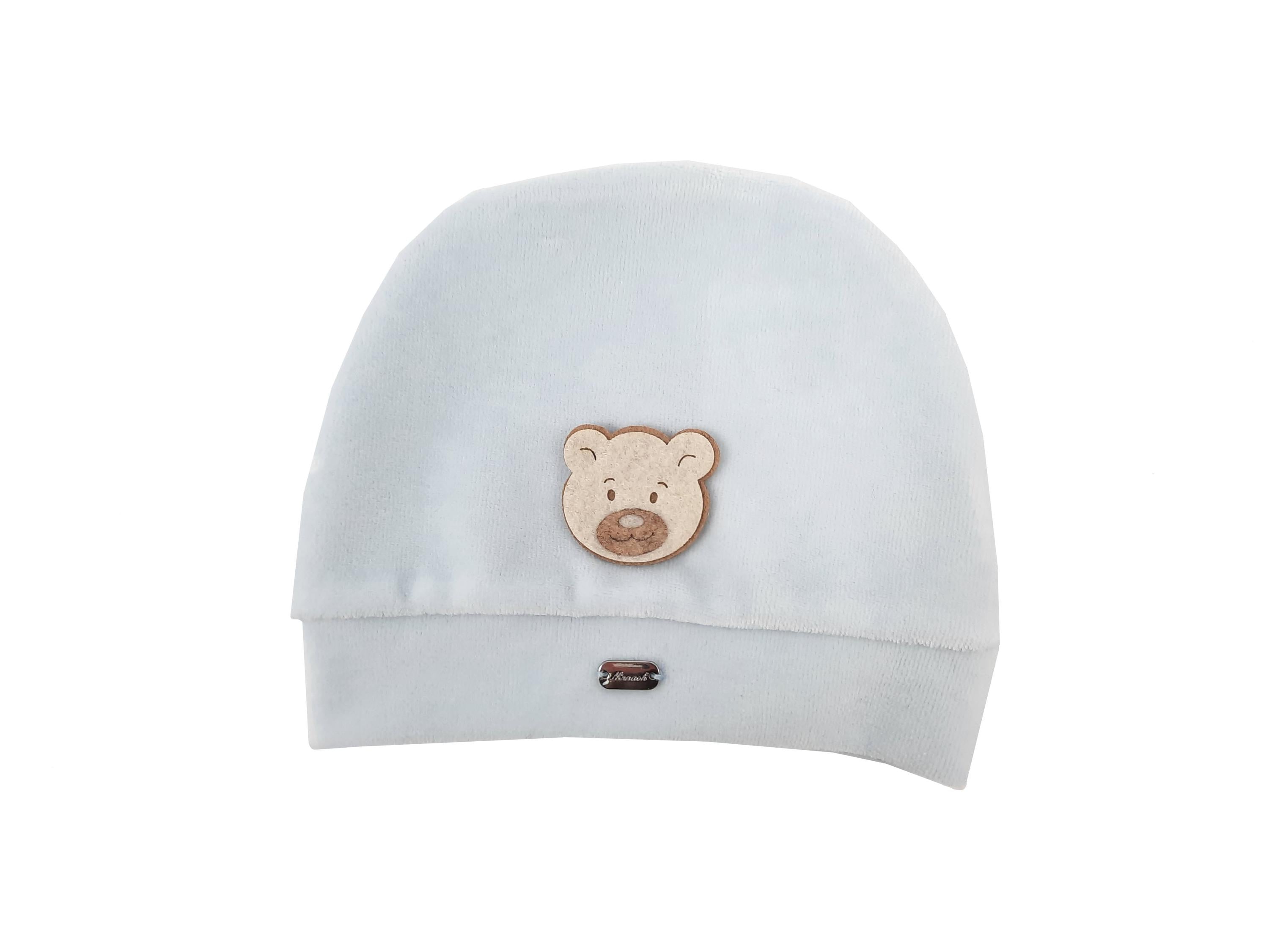 Cappello In Ciniglia Azzurra Neonato Tema Dolce Orsetto NINNAOH I21248 - NINNAOH - LuxuryKids