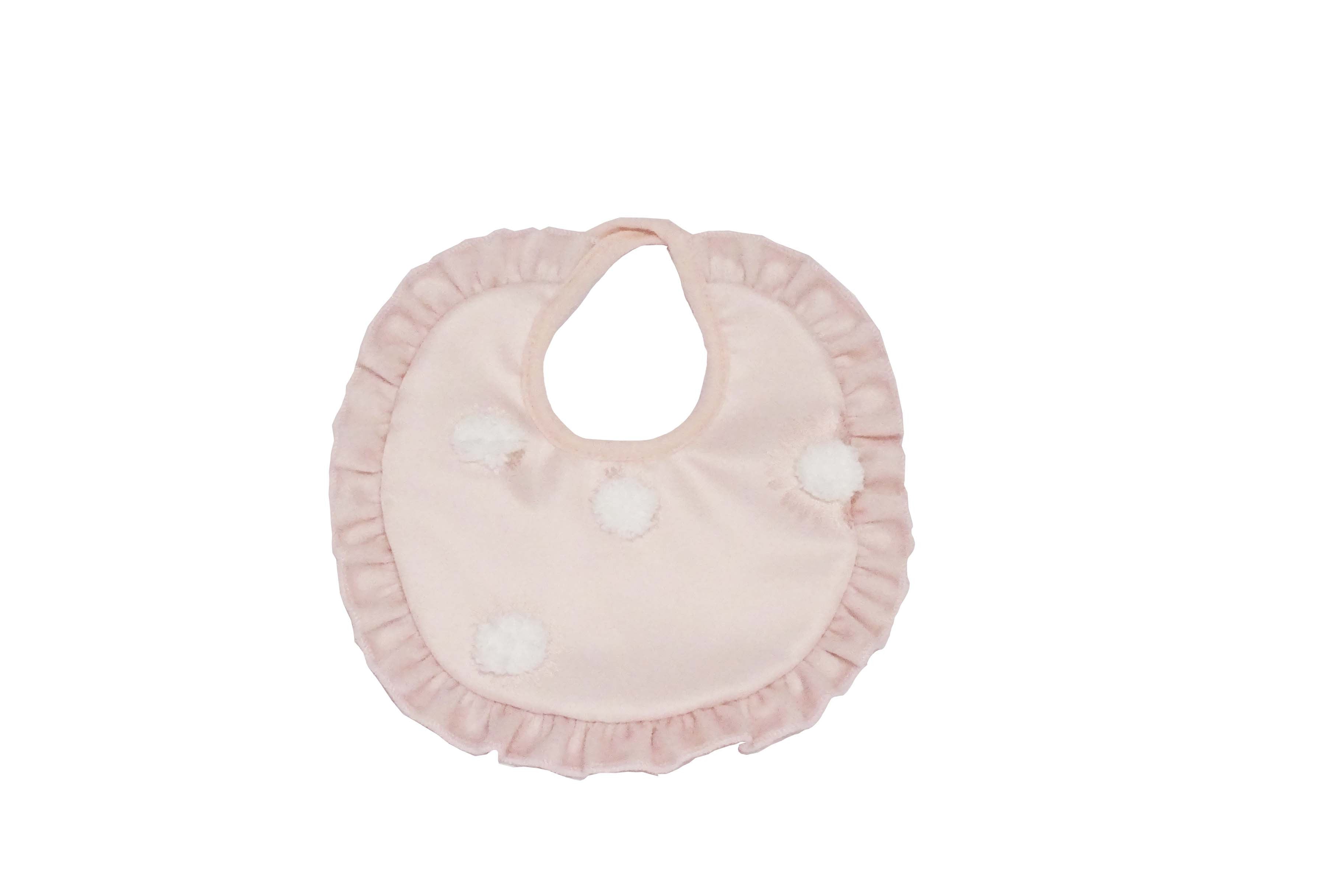Bavetta In Raso E Ciniglia Panna Rosa Neonata Tema Fiocco Di Neve NINNAOH I2174 - NINNAOH - LuxuryKids