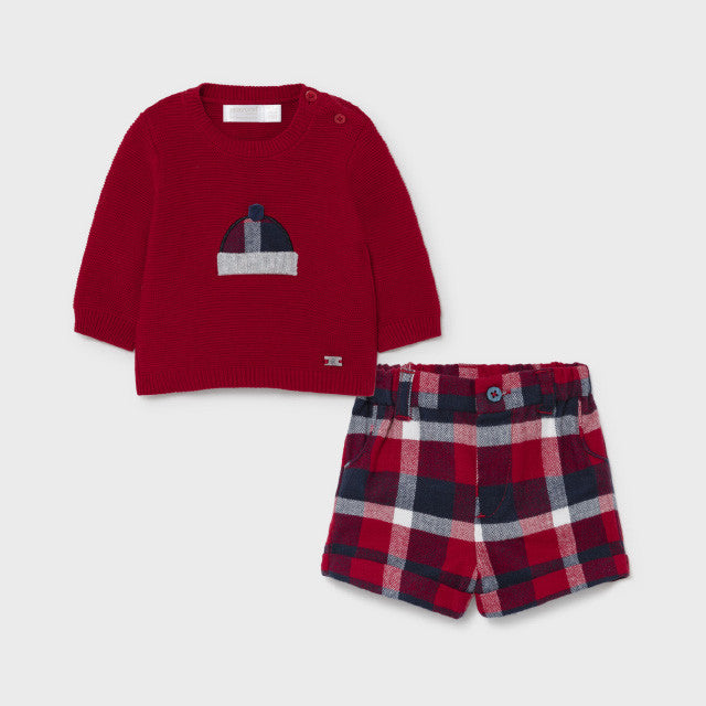 Completo 3 Pezzi Con Bermuda Rosso Neonato MAYORAL 2225 - MAYORAL - LuxuryKids