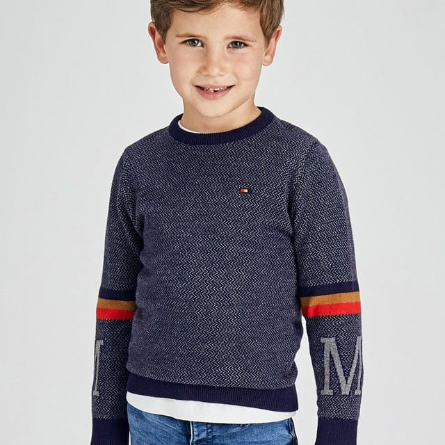 Maglioncino Girocollo In Misto Lana Blu Bambino MAYORAL 4361 - MAYORAL - LuxuryKids