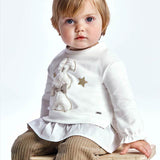 Felpa In Caldo Cotone Panna Con Coniglietto Neonata MAYORAL 2427 - MAYORAL - LuxuryKids