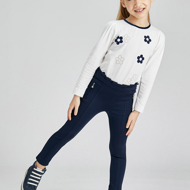 Pantalone Lungo Elasticizzato Blu Bambina MAYORAL 4573 - MAYORAL - LuxuryKids