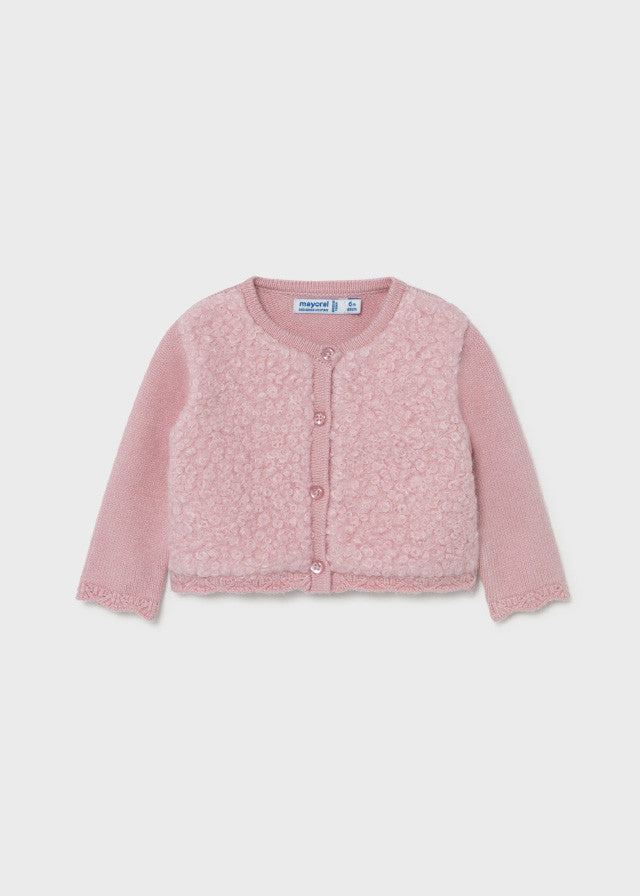 Cardigan In Caldo Cotone Rosa Neonata MAYORAL 2386 - MAYORAL - LuxuryKids