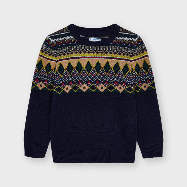 Maglioncino Girocollo In Misto Lana Blu Bambino MAYORAL 4360 - MAYORAL - LuxuryKids