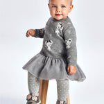 Abito In Tricot E Tulle Rosa Grigio Neonata MAYORAL 2923 - MAYORAL - LuxuryKids