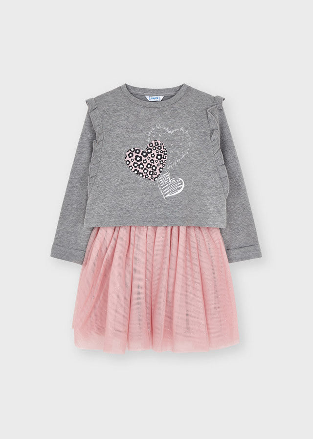 Abito in Tulle Manica Lunga Caldo Cotone Bambina Mayoral 4940 - MAYORAL - LuxuryKids