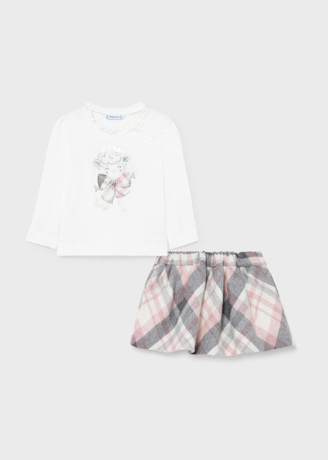 Completo 2 Pezzi con Gonna a Quadri In Caldo Cotone Neonata Mayoral 2930 - MAYORAL - LuxuryKids