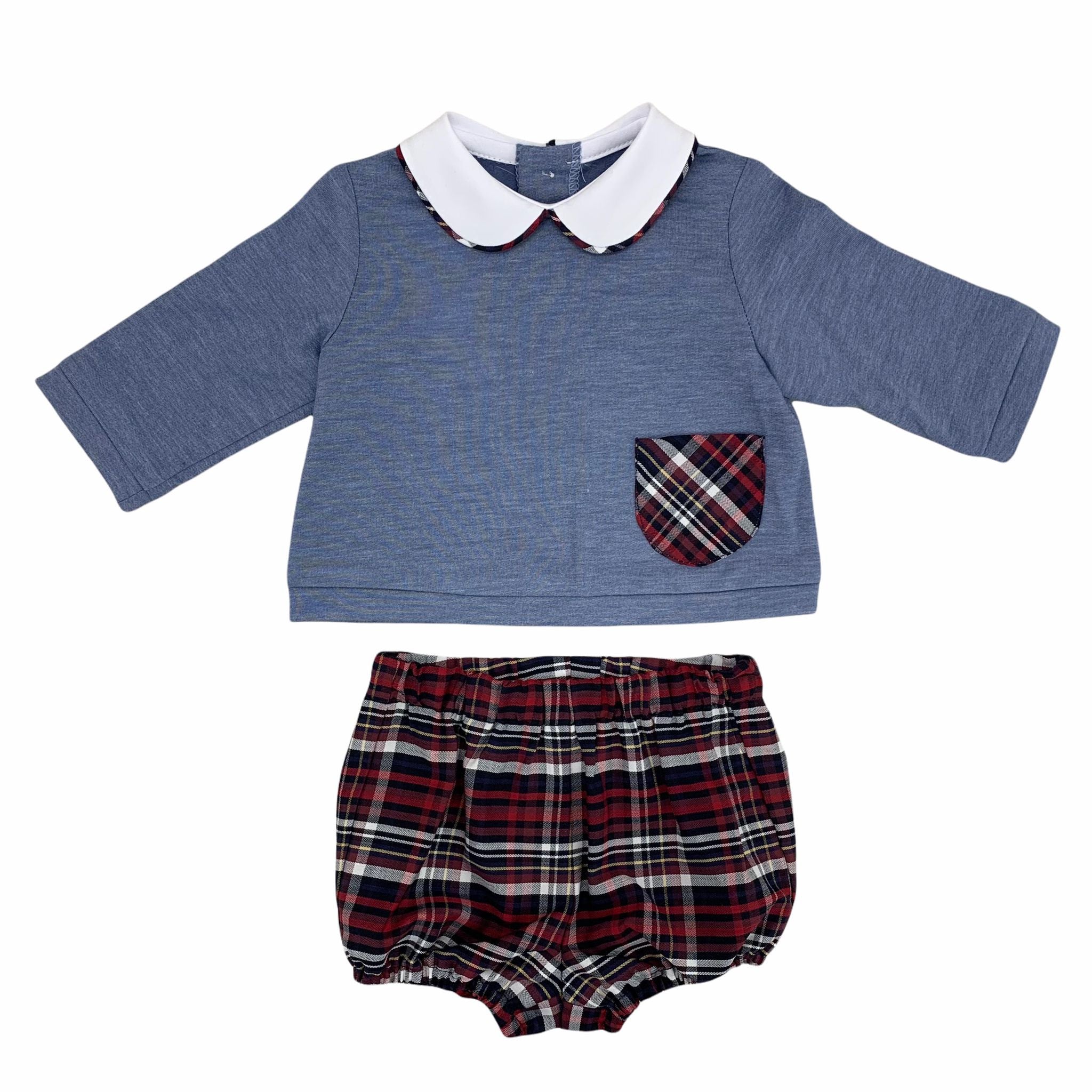 Completo Con Culotte Scozzese In Caldo Cotone Neonato Del Sur 1027 - DEL SUR - LuxuryKids
