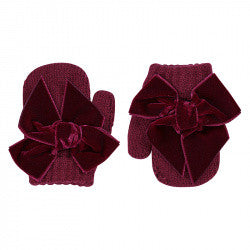 Muffole con Pollice e Fiocco in Velluto Caldo Cotone Neonata Condor 50598 - Condor - LuxuryKids