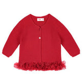 Cardigan Punto Legaccio con Tulle Caldo Cotone Bambina Condor 55521 - Condor - LuxuryKids