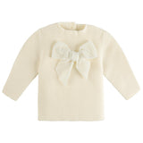 Maglioncino In Caldo Cotone A Punto Legaccio Con Fiocco In Velluto Neonata Condor 55028 - Condor - LuxuryKids