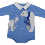 Pagliaccetto Intero In Misto Lana Con Colletto Celeste Neonato Dr.Kid DK132 - DR.KID - LuxuryKids