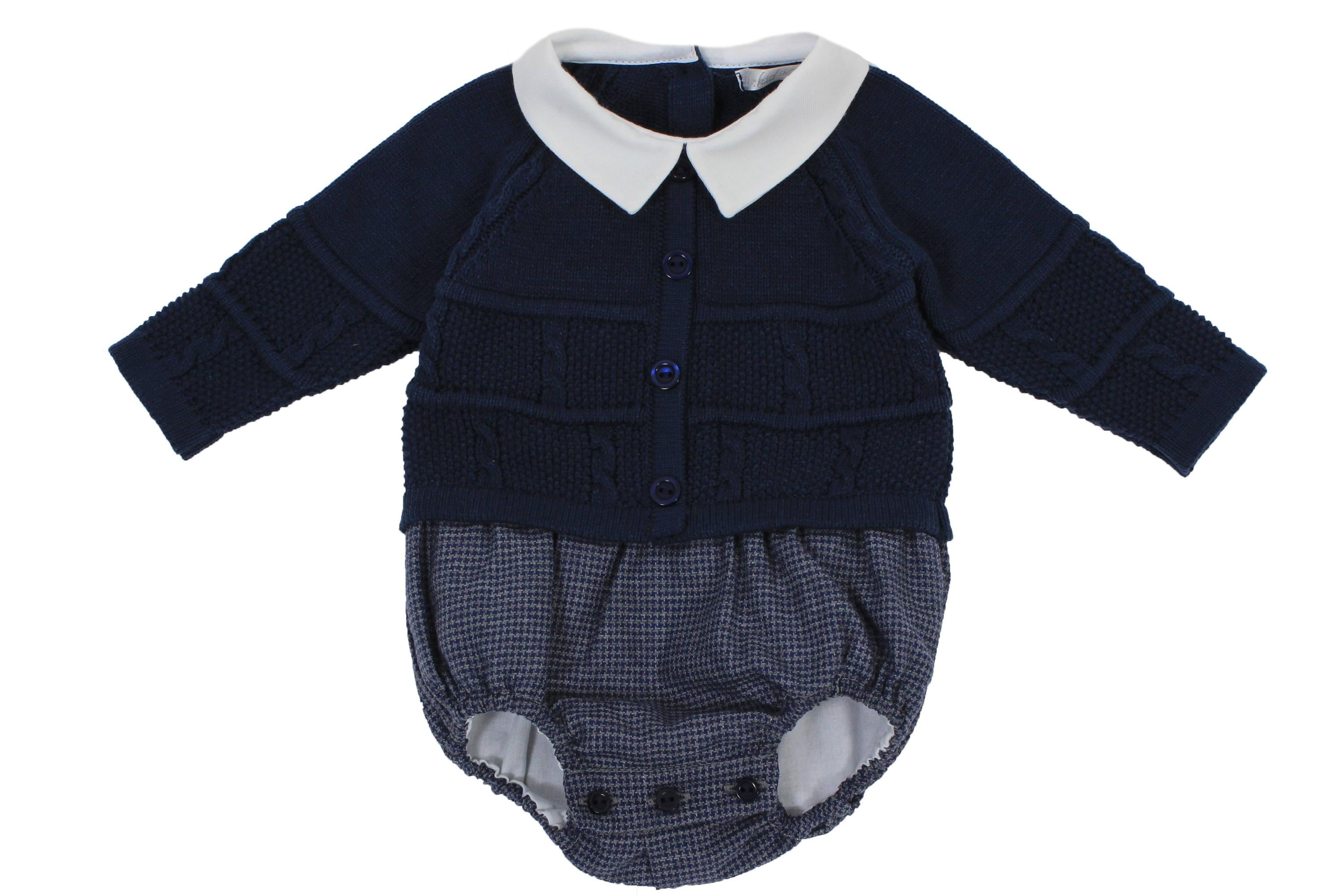 Pagliaccetto In Misto Lana Blu Neonato Dr.Kid DK182 - DR.KID - LuxuryKids
