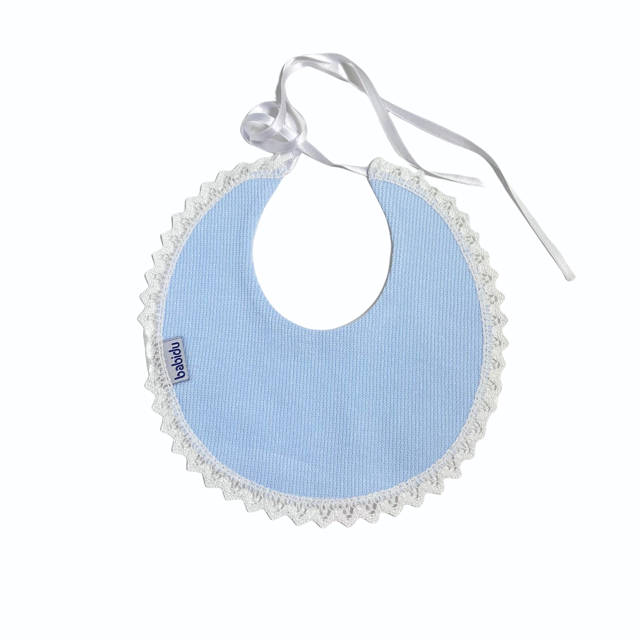 Bavetta Singola Tinta Unita con Merletto Unisex Babidu 605BA - BABIDU - LuxuryKids