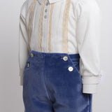 Pagliaccetto Due Pezzi In Velluto con Bermuda E Camicia Neonato Ponto Por Ponto 5739 - PONTO POR PONTO - LuxuryKids