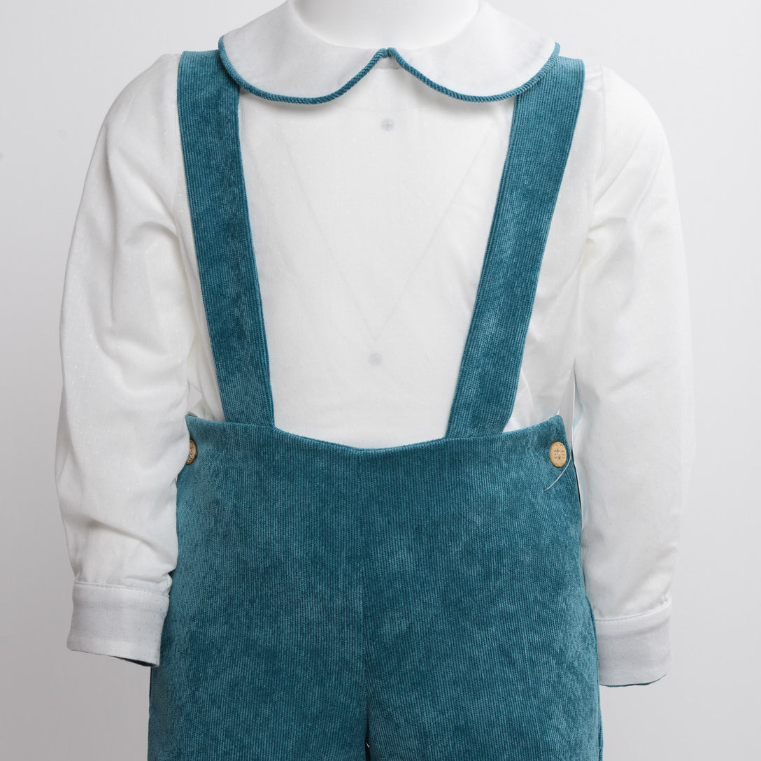 Completo con Salopette e Camicia Caldo Cotone Neonato Mimosa MENTA1 - MIMOSA - LuxuryKids