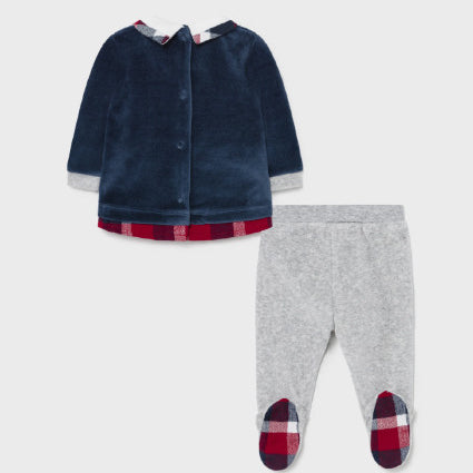 Tutina Spezzata Blu In Ciniglia Neonato Mayoral 2512 - MAYORAL - LuxuryKids