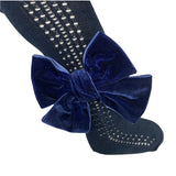 Calza In Caldo Cotone Traforata Con Fiocco In Velluto Bambina  MEIA PATA 2050 - MEIA PATA - LuxuryKids