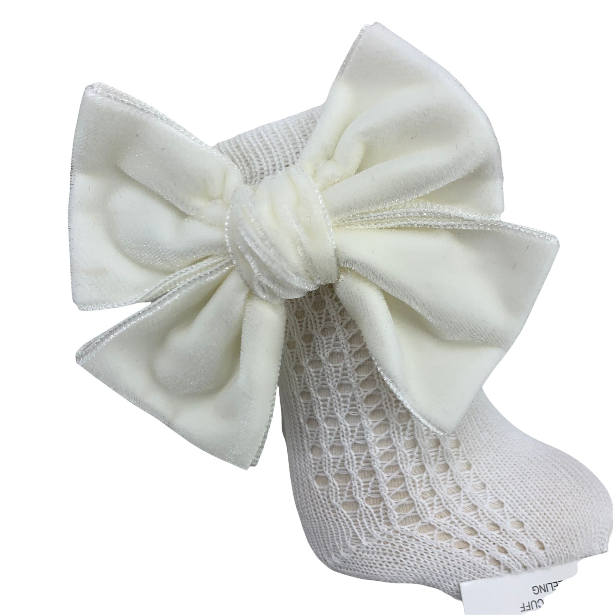 Calza Lunga In Caldo Cotone Con Fiocco In Velluto Neonata MEIA PATA 1095 - MEIA PATA - LuxuryKids