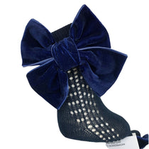 Calza Lunga In Caldo Cotone Con Fiocco In Velluto Bambina MEIA PATA 1095 - MEIA PATA - LuxuryKids